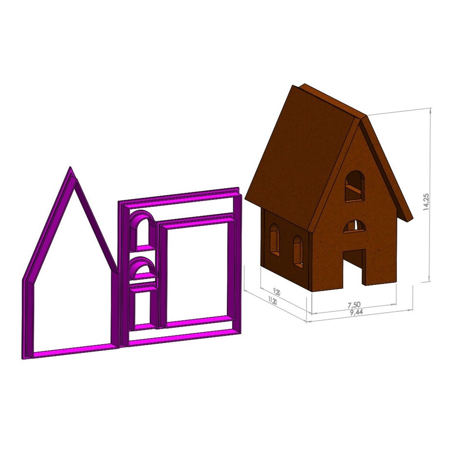 Set Cortador Casita Navidad 14 cms