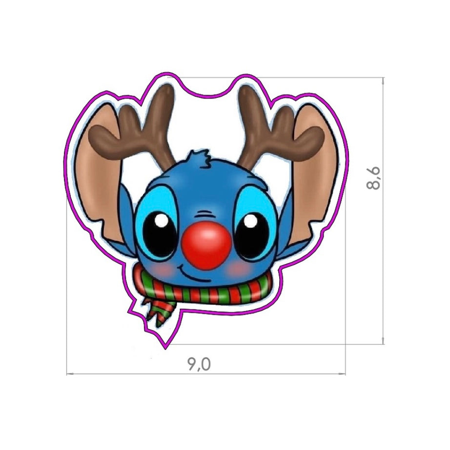 Cortador Stitch Cara de Reno - Navidad
