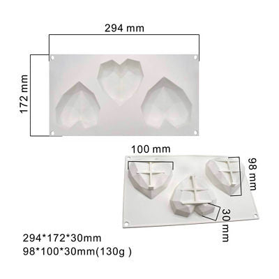 Molde Silicona Corazon diamante Mediano (Blanco)
