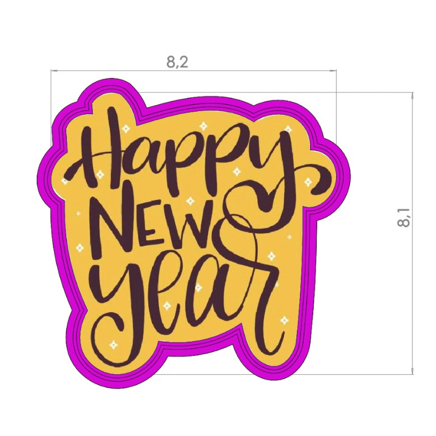 Set Stencil y Cortador Happy New Year