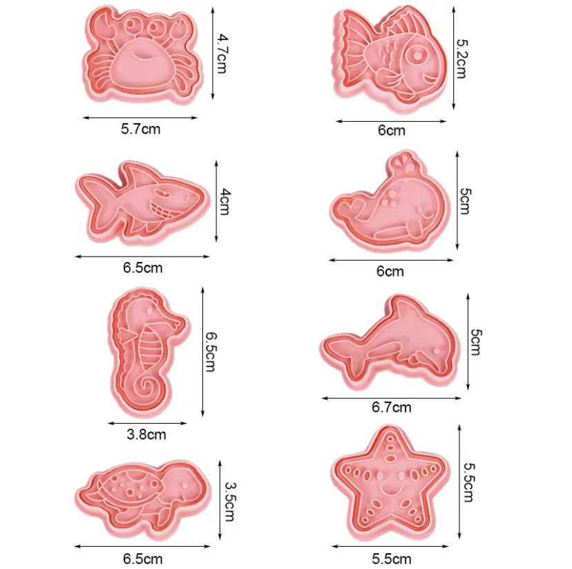 Set Cortadores y Marcadores Galletas Animales Marinos