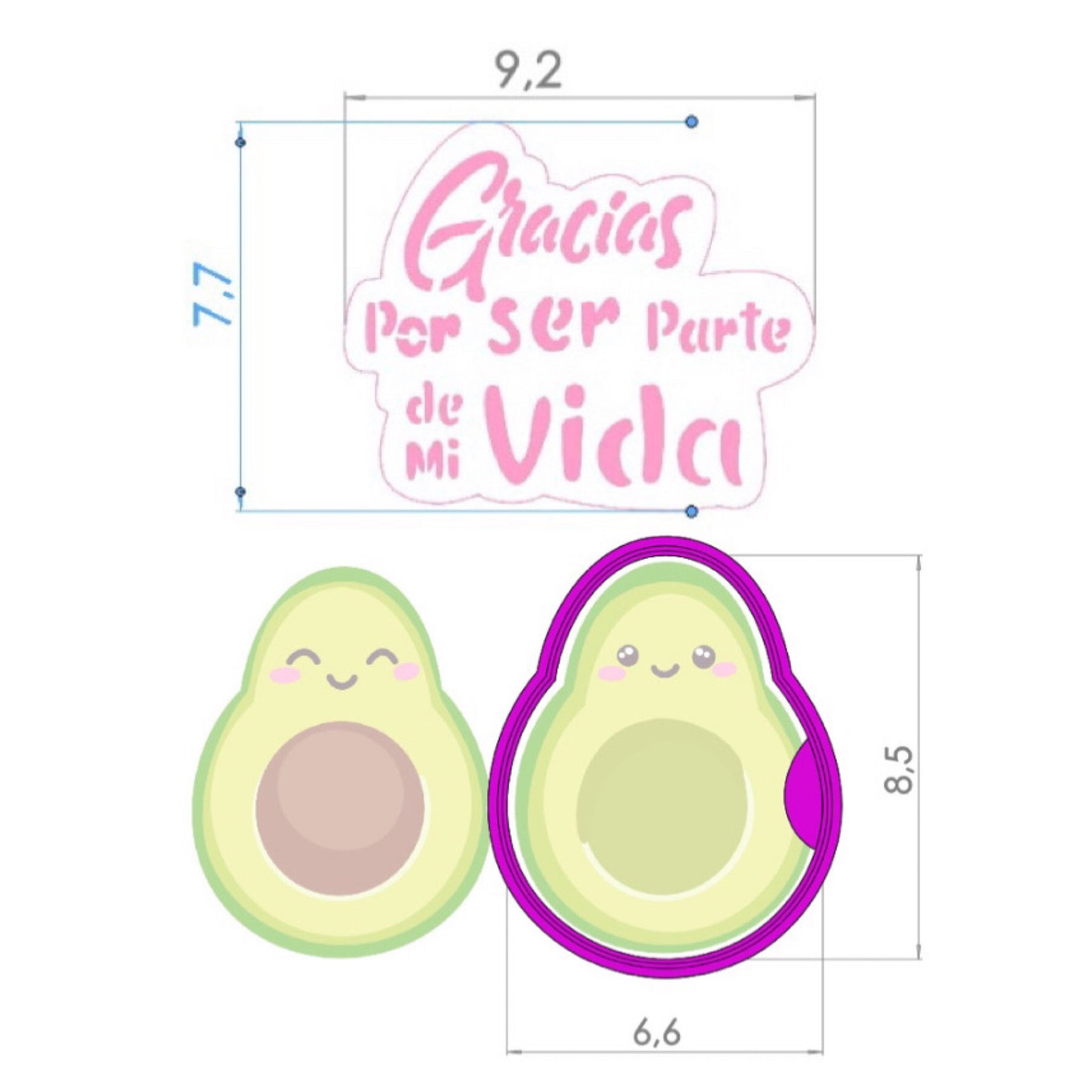 Set Cortador y Stencil Palta - San Valentin