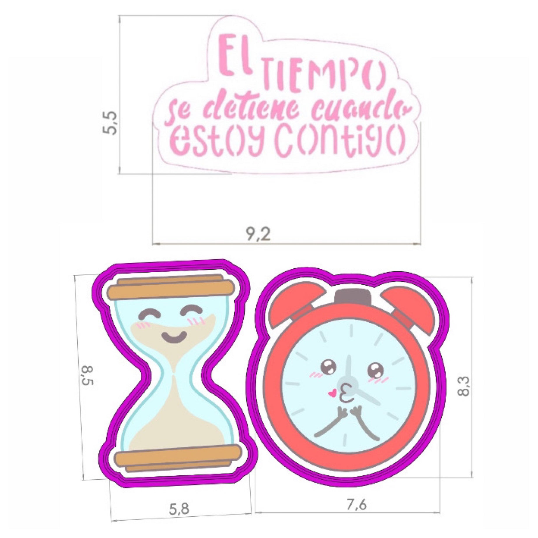 Set Cortador y Stencil Tiempo - San Valentin