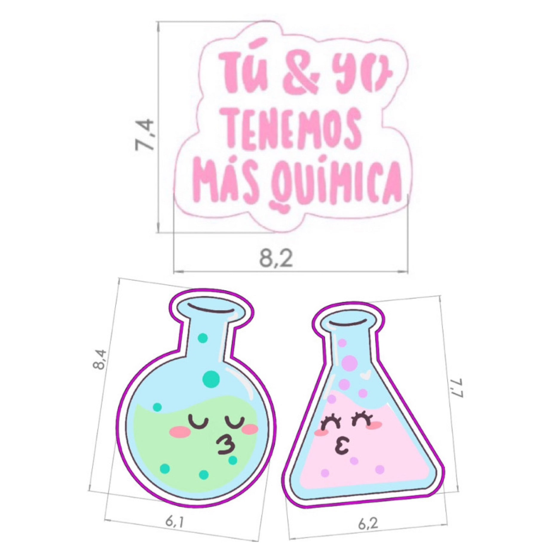 Set Cortador y Stencil Quimica- San Valentin