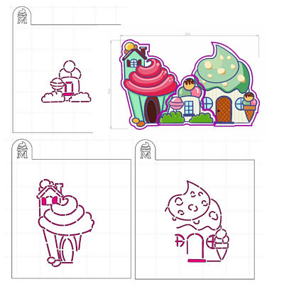 Set Stencil y Cortador Candy House
