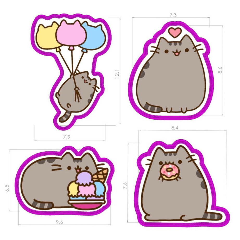 Set 4 Cortadores  Pusheen