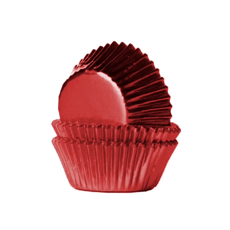 Cápsulas Metalizadas Rojas Cupcakes  80u