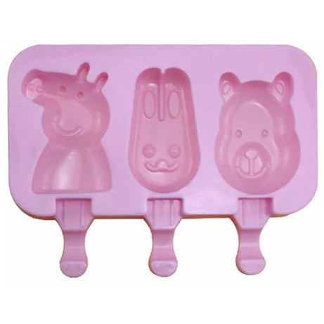 Molde Silicona Paletas Peppa pig, conejo y oso