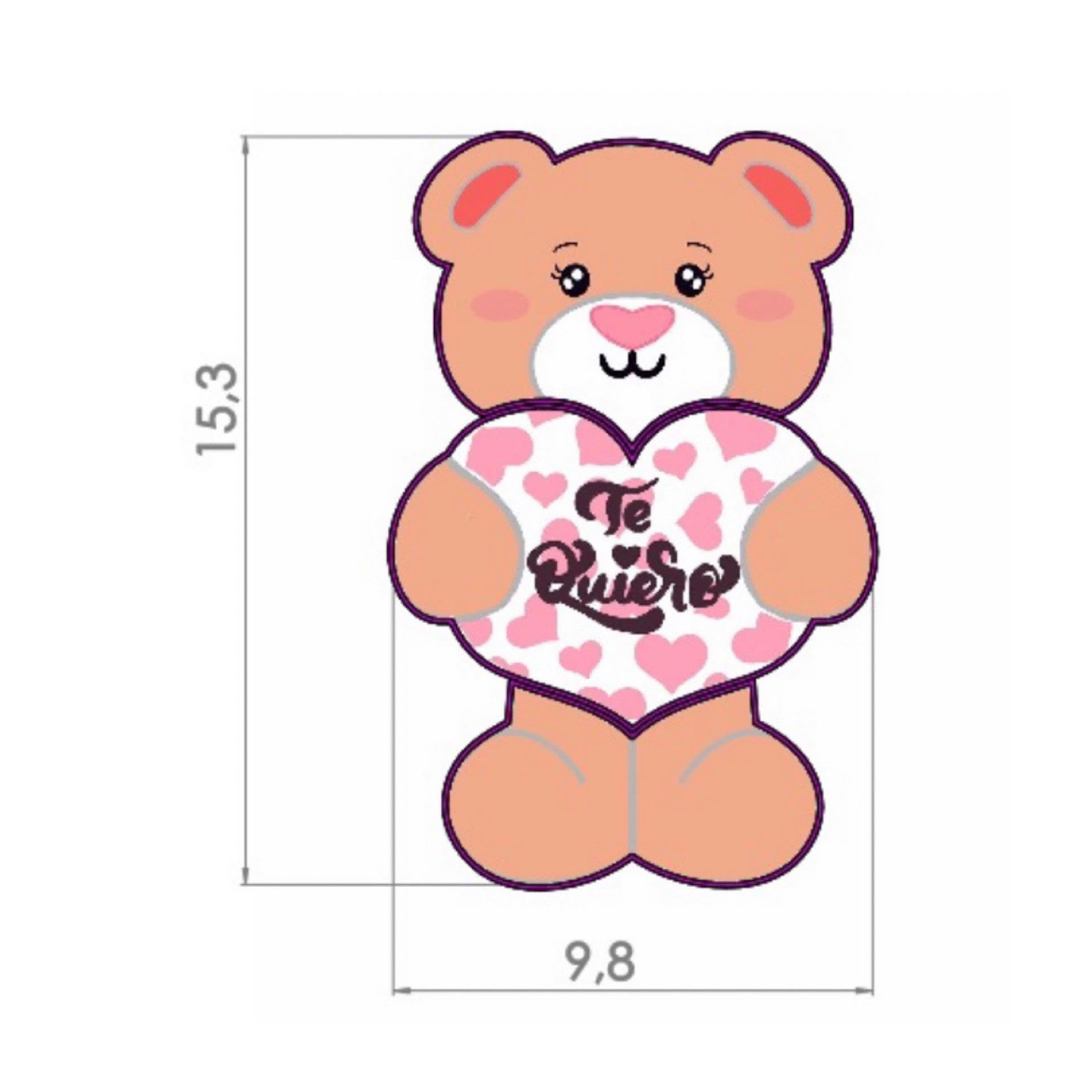 Set Cortador Osita San Valentín